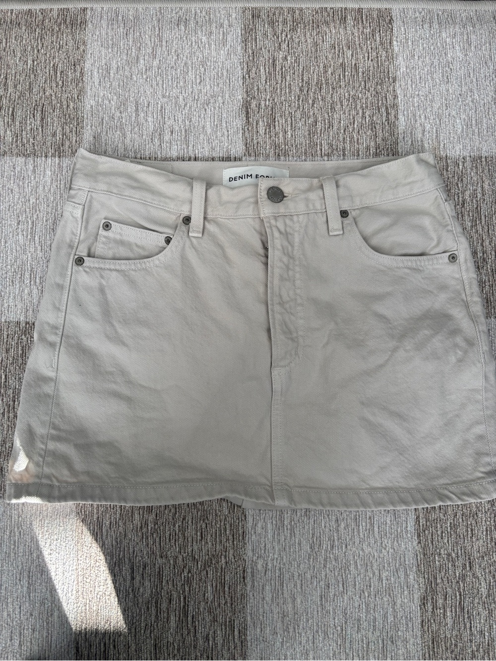 Denim Forum Neutral Cream Mini Skirt